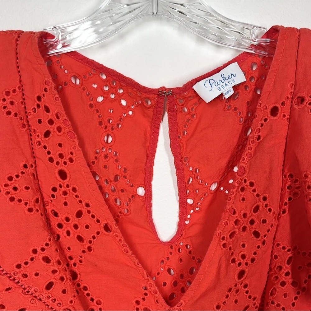 PARKER BEACH Antigua Sleeveless Eyelet 100% Cotton Cover-Up Dress Sz M - Picture 9 of 11